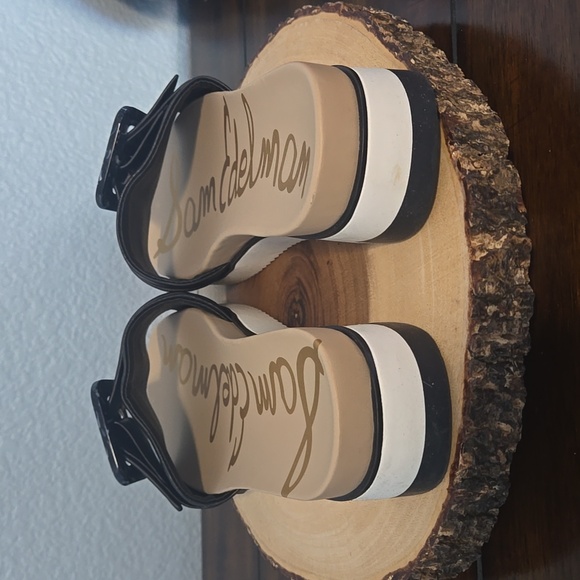 SAM EDELMAN Ariane Black Leather Slide Adjustable Sandals w/ Buckle SZ 9.5 - Picture 6 of 10